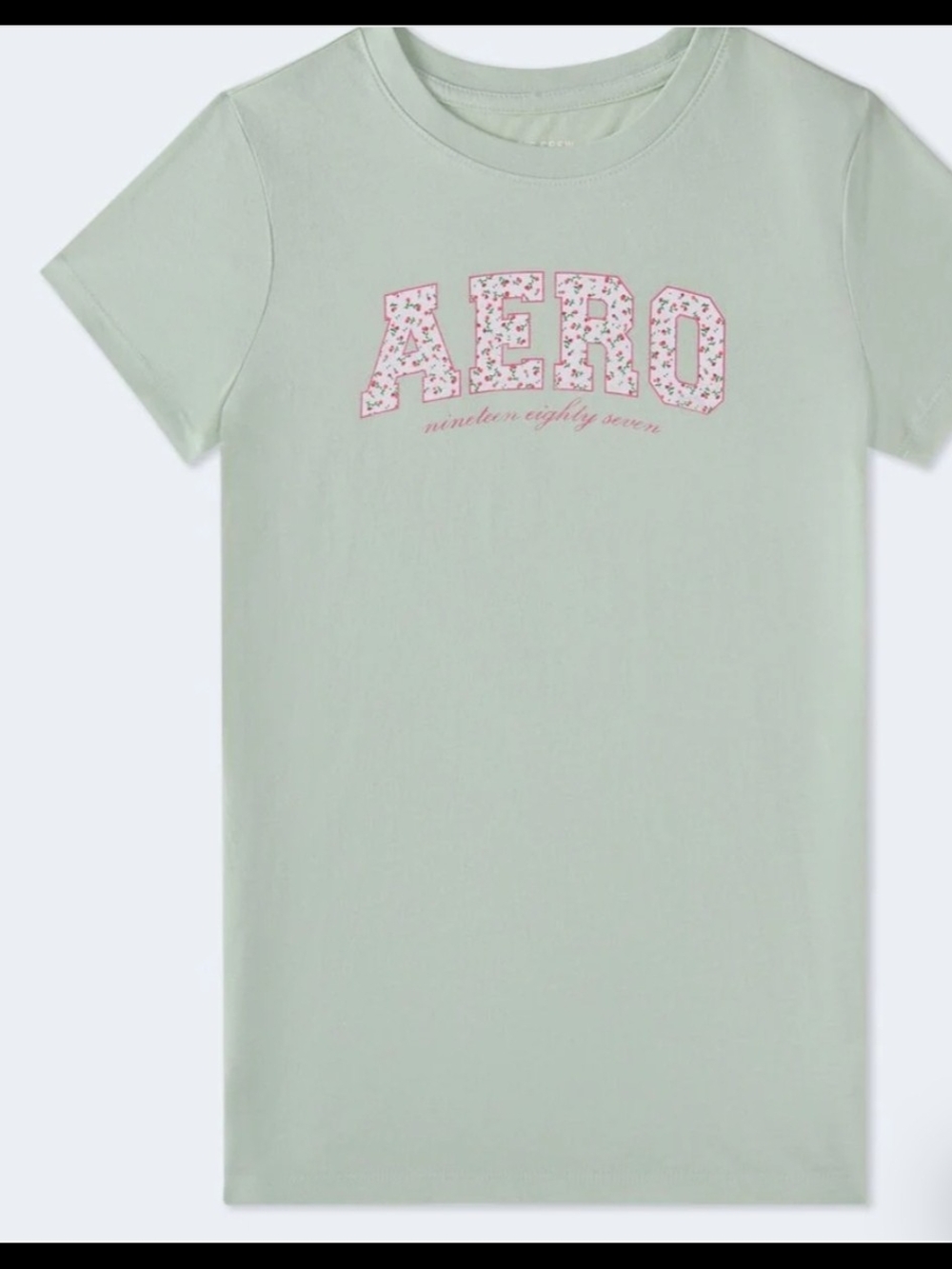 Aeropostale Light Mint Tee with Pink Floral Logo